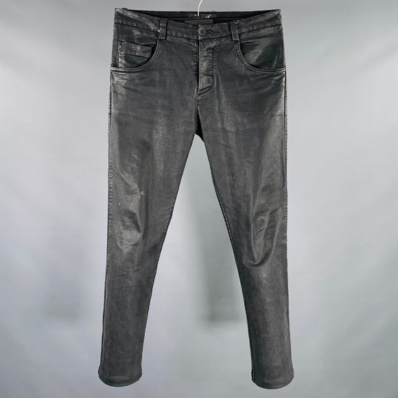 TRANSIT Size XS Grey Charcoal Coated Cotton Blend Jeans - Picture 1 of 8